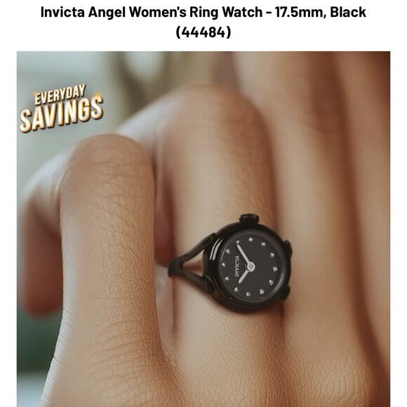 Invicta Angel Women's Ring Watch 17.5mm, Black (44484) $199 MSRP-NEW IN BOX - Picture 9 of 12